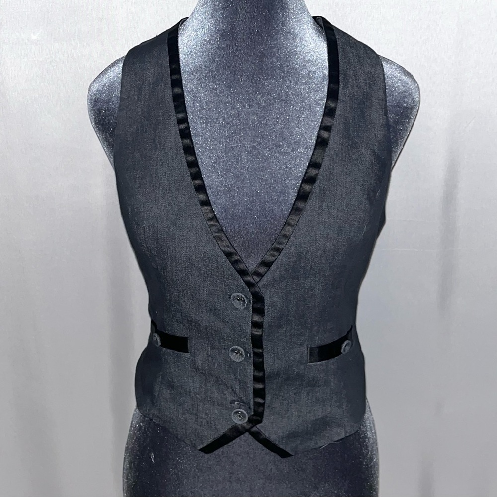 Charcoal Gray Satin Trim Vest